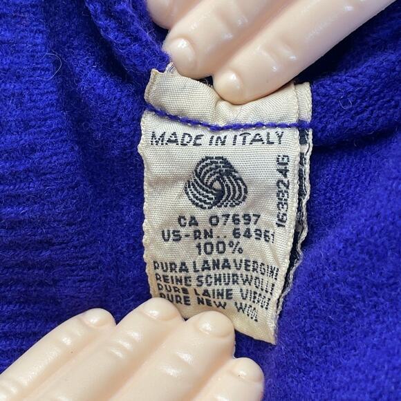 Vtg 80s Benetton Pure Lambswool Purple Maxi Cardigan Made in Italy Size 44 US 12 - Picture 6 of 6